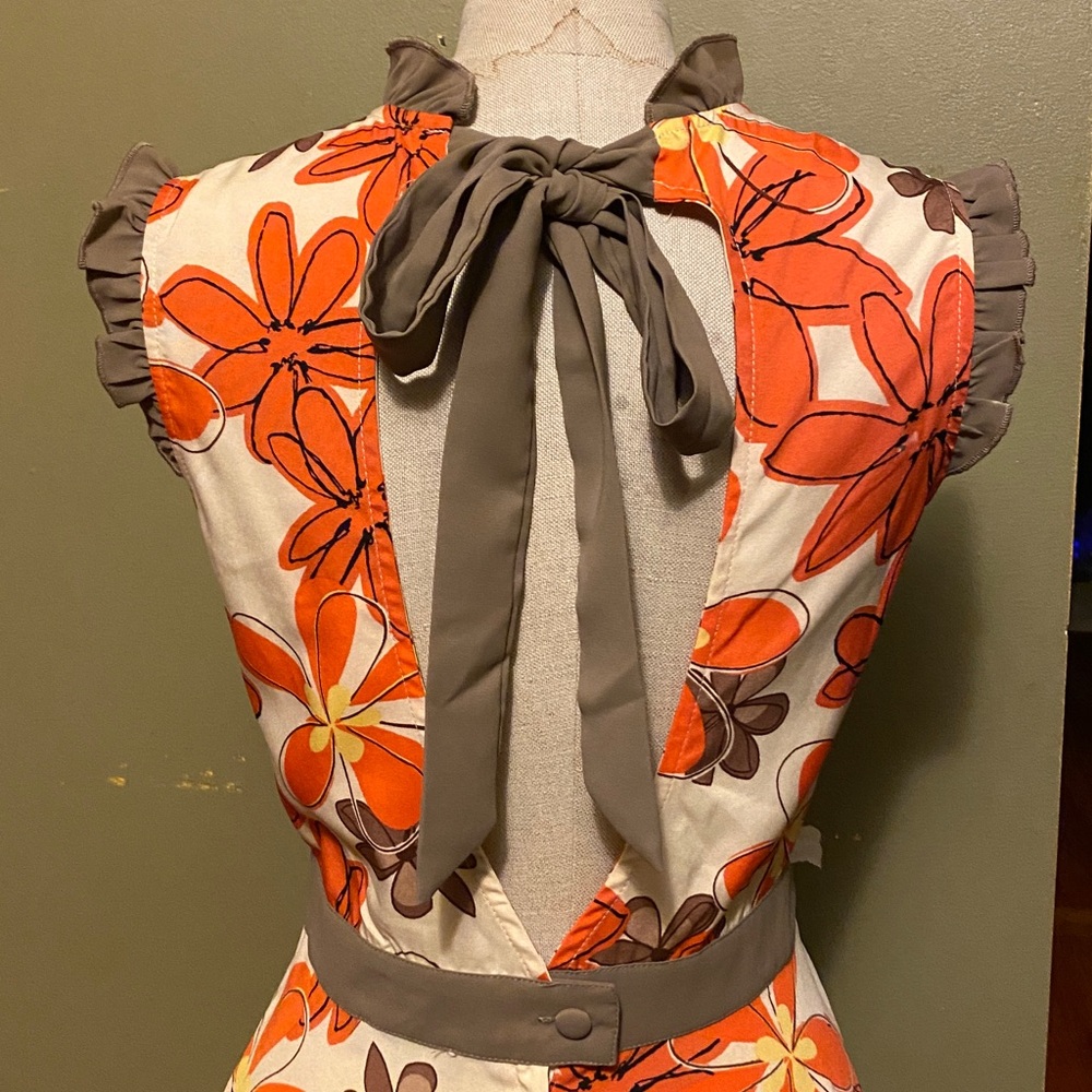 Ruffled Floral Open Back Dress - Picture 5 of 13